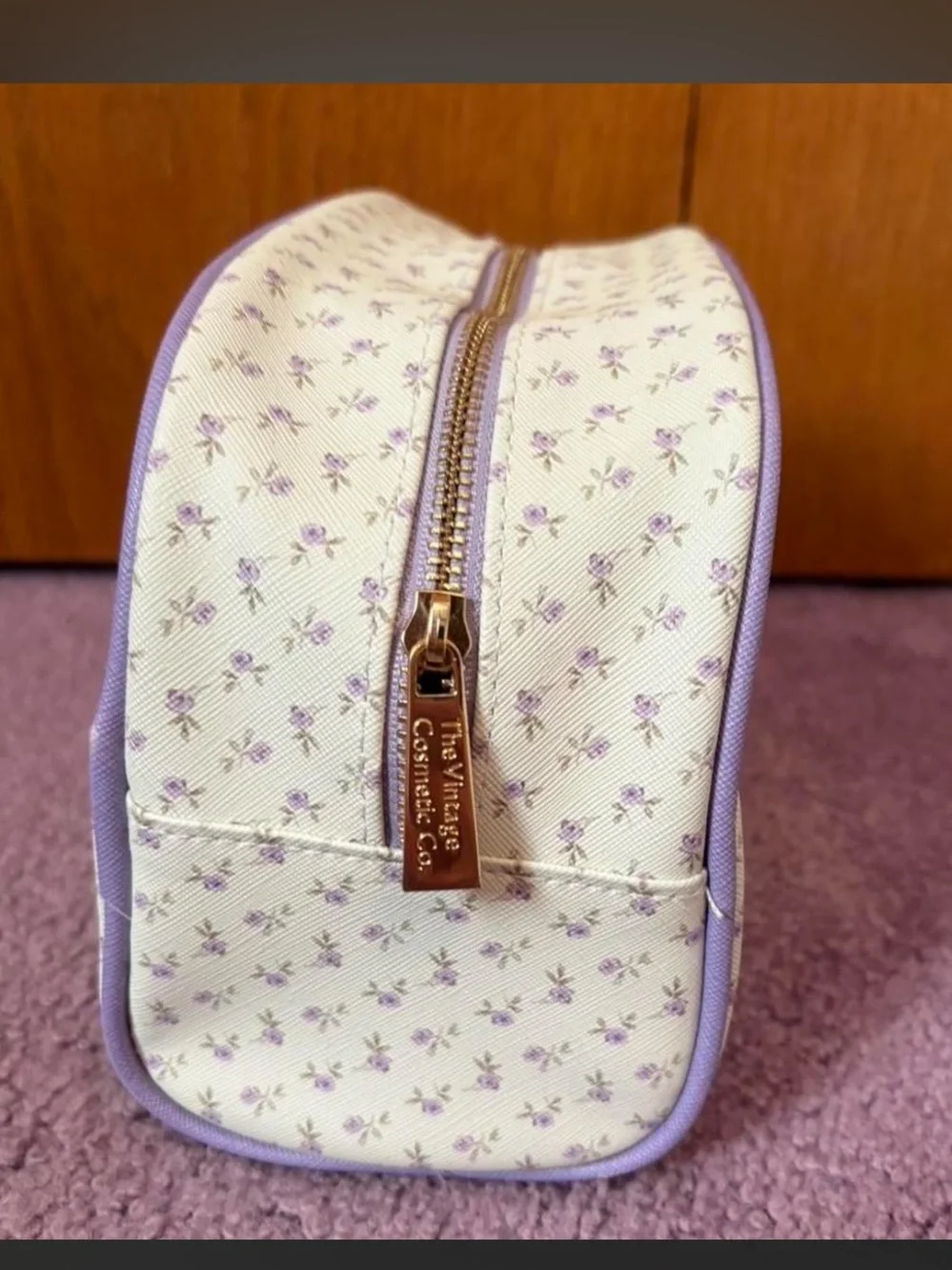 Lilac Floral Makeup Bag